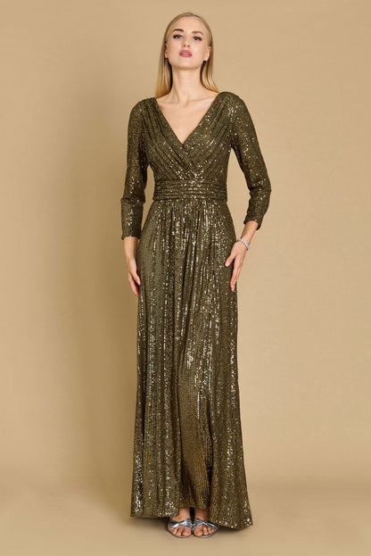 Long Sleeve Sequin Formal Hand Beaded Prom Dress