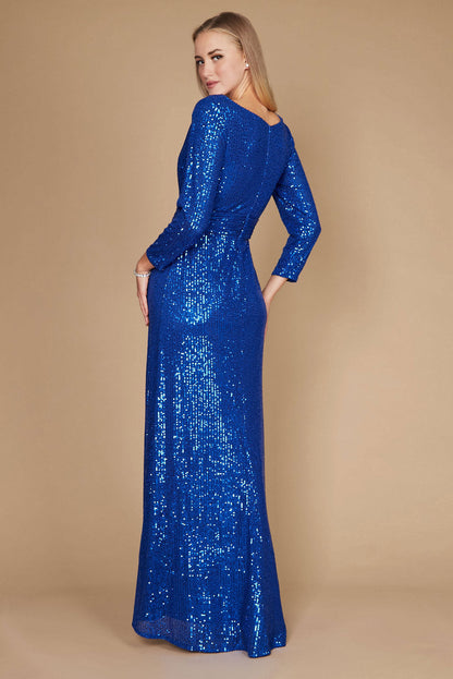 Long Sleeve Sequin Formal Hand Beaded Prom Dress
