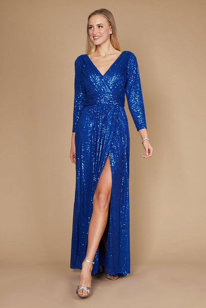 Long Sleeve Sequin Formal Hand Beaded Prom Dress