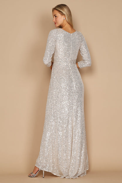 Long Sleeve Sequin Formal Hand Beaded Prom Dress