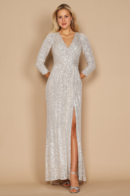 Long Sleeve Sequin Formal Hand Beaded Prom Dress