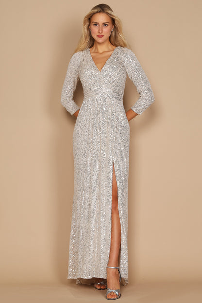 Long Sleeve Sequin Formal Hand Beaded Prom Dress