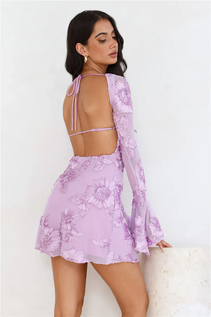 Bright Breezy Long Sleeve Mesh Mini Dress