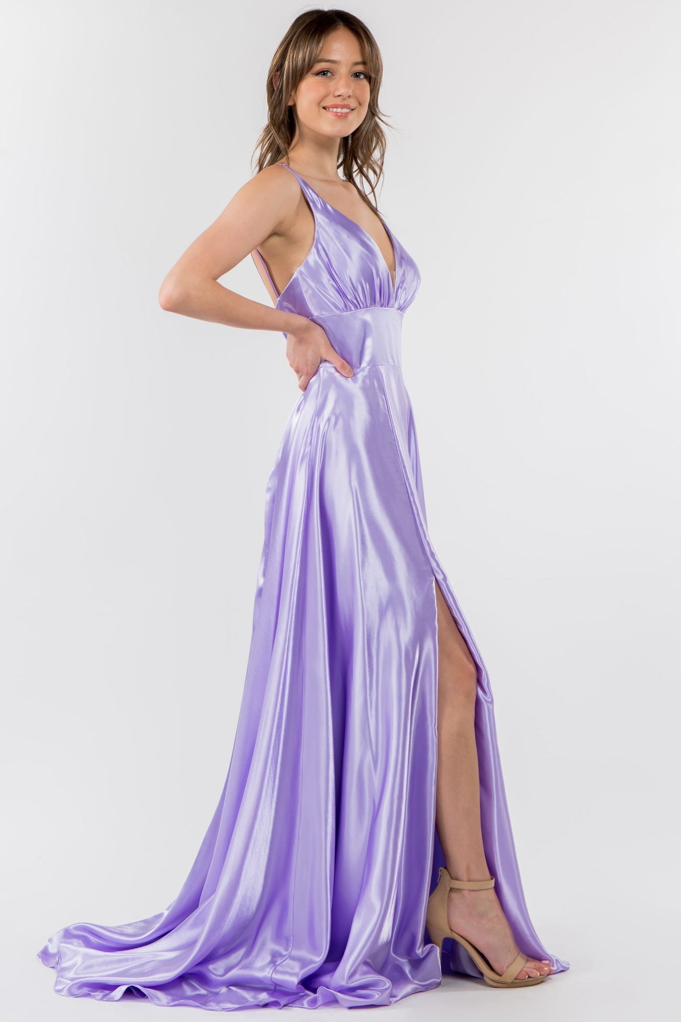 Long Formal Sleeveless Satin Prom Dress