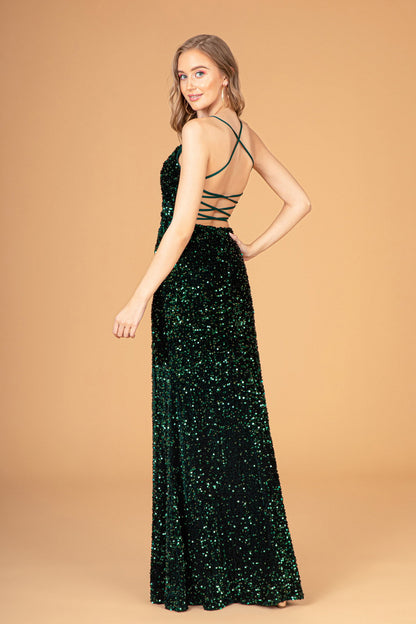 Formal Sequin Long Prom Slit Dress