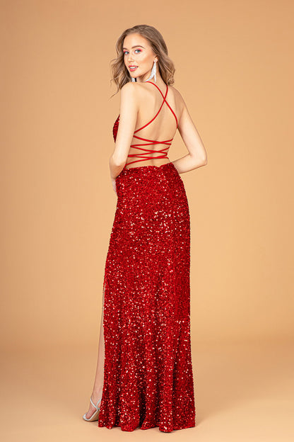 Formal Sequin Long Prom Slit Dress