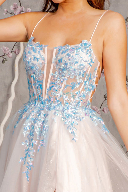 Glitter Sequin A Line Long Formal Prom Dress