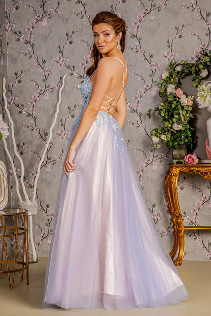 Prom 3D Butterfly A Line Long Formal Dress