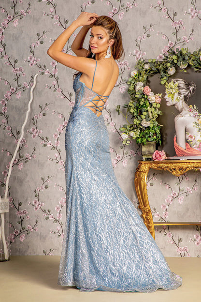Long Beaded Formal Mermaid Prom Gown