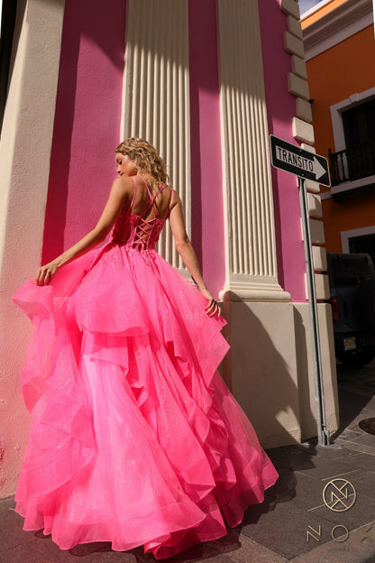 Nox Anabel H1351 Layered Long Formal Prom Glitter Dress