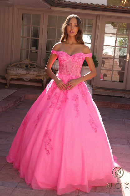 Nox Anabel H1352 Long Formal Glitter Prom Ball Gown