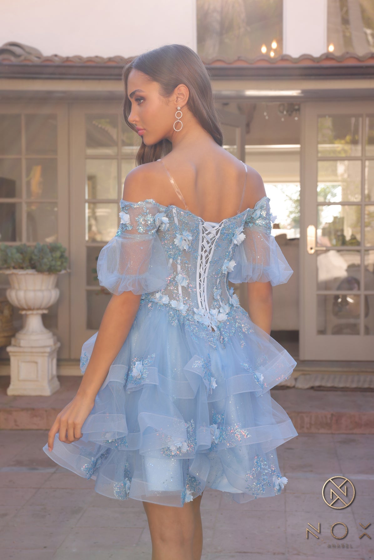 Nox Anabel H1360 Glittered Long Formal Prom Ballgown