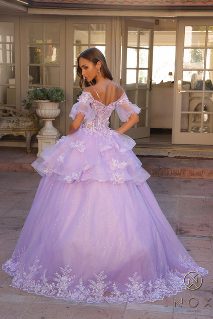 Nox Anabel H1360 Glittered Long Formal Prom Ballgown