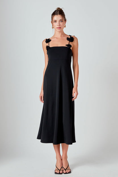 Rosette Shoulder Maxi Dress