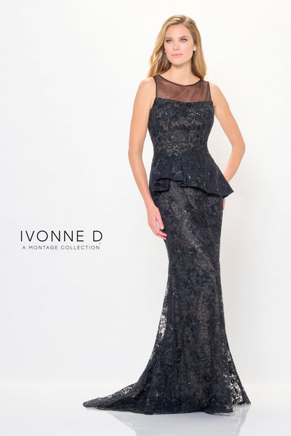 Ivonne D ID6206 Long Mermaid Formal Lace Peplum Evening Dress