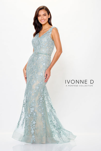 Ivonne D ID6207 Formal Long Mermaid Floral Lace Evening Dress