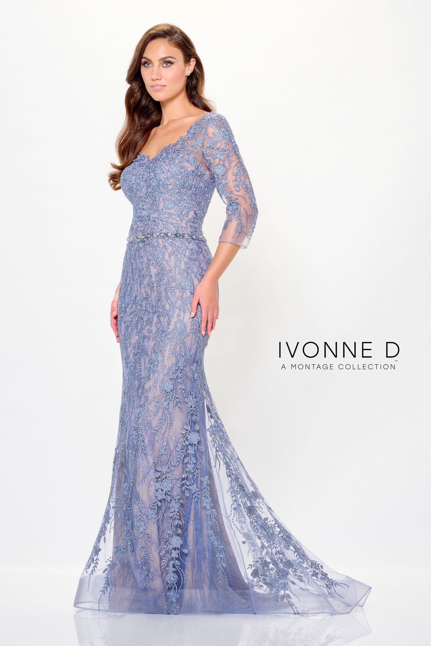 Ivonne D ID6207 Formal Long Mermaid Floral Lace Evening Dress