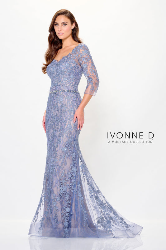 Ivonne D ID6207 Formal Long Mermaid Floral Lace Evening Dress