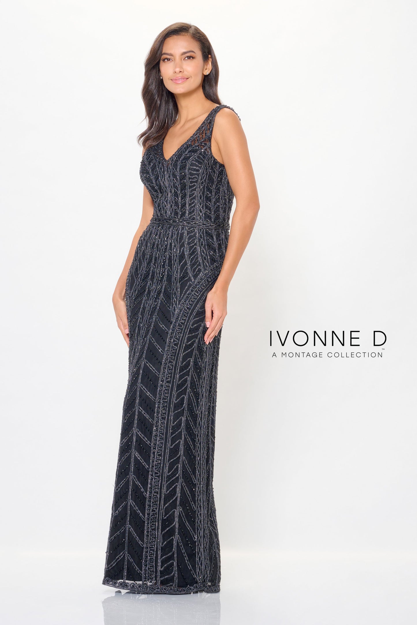 Ivonne D ID6211 Long Formal Beaded Evening Dress