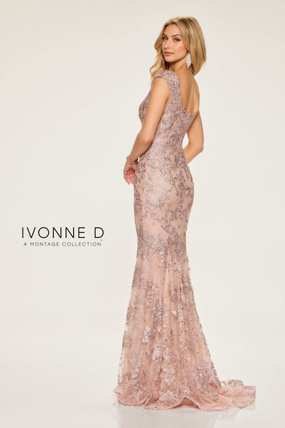 Ivonne D ID809 Long Formal Floral Lace Mermaid Evening Dress