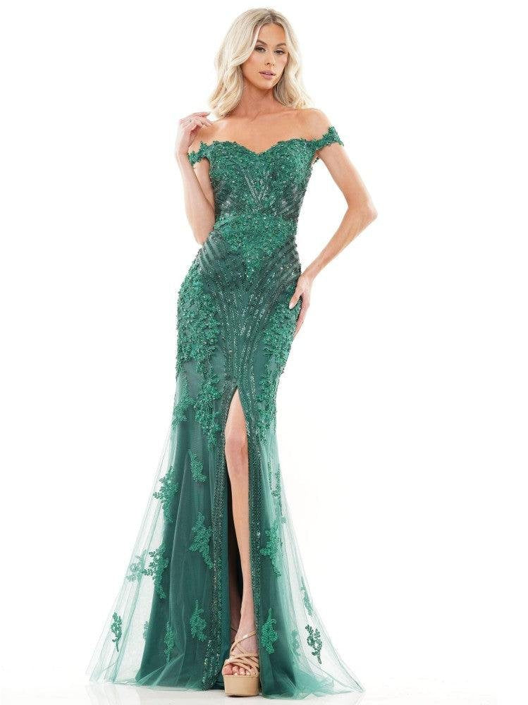 Colors J131 Long Off Shoulder Formal Prom Gown