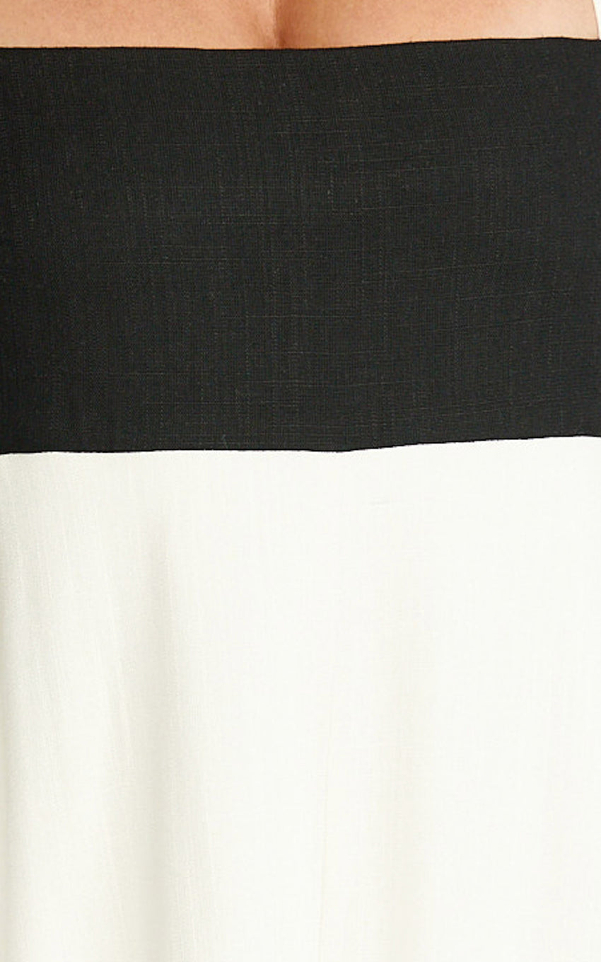 Katrien Maxi Dress - Strappy Empire Waist Flare Dress in Black & White
