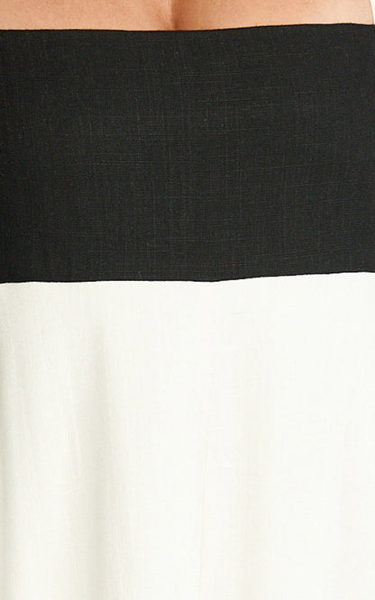 Katrien Maxi Dress - Strappy Empire Waist Flare Dress in Black & White