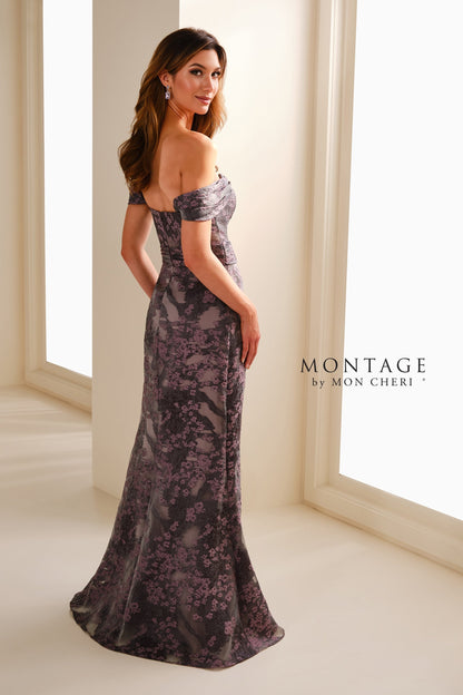 Montage M3103 Pleated Long Formal Ruffle Evening Gown