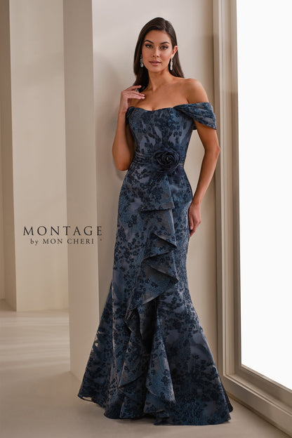 Montage M3103 Pleated Long Formal Ruffle Evening Gown
