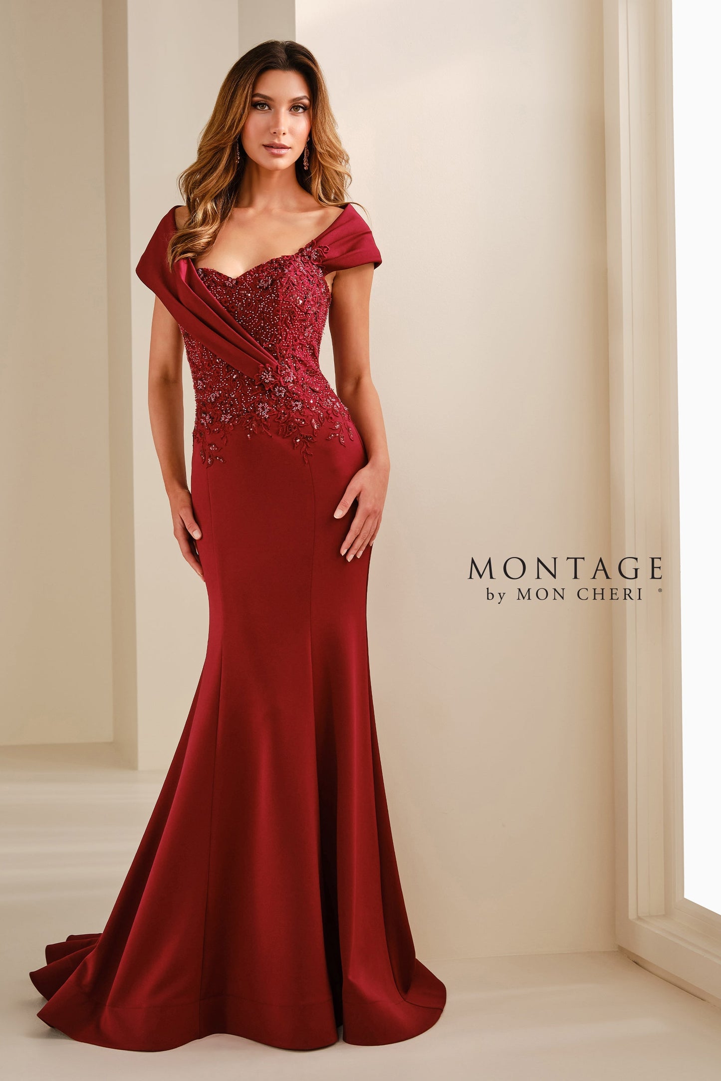 Montage M3108 Long Formal Sequin Lace Evening Dress