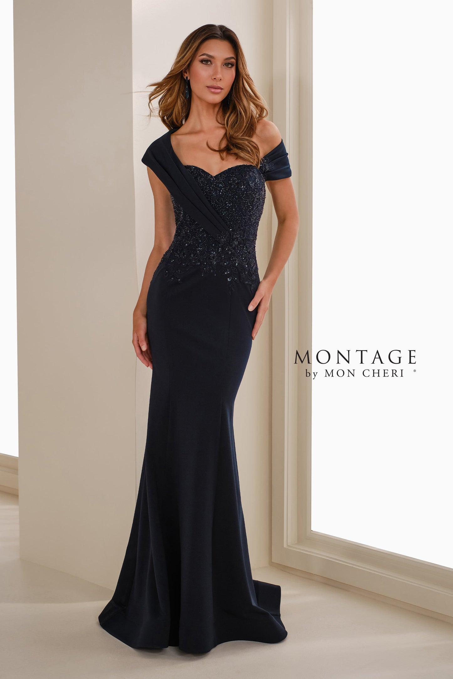 Montage M3108 Long Formal Sequin Lace Evening Dress