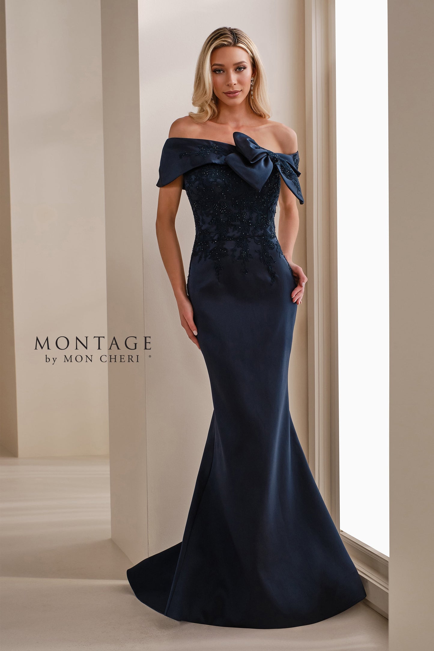 Montage M3111 Mermaid Long Formal Beaded Applique Evening Dress