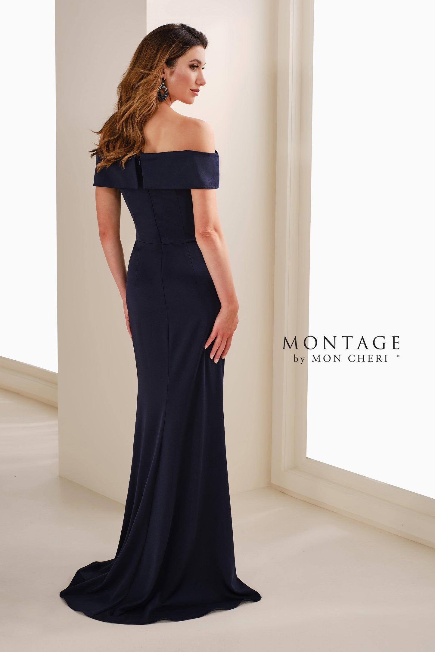 Montage M3113 Long Formal Beaded Lace Applique Evening Dress