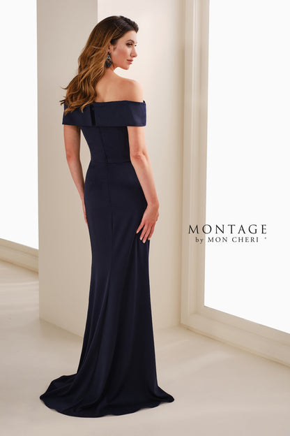 Montage M3113 Long Formal Beaded Lace Applique Evening Dress
