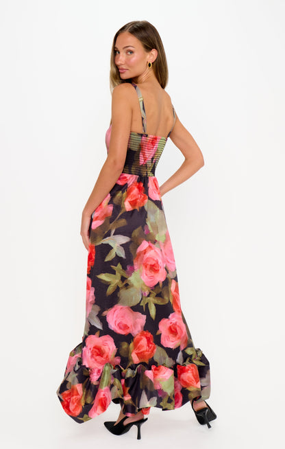 Rebecca Midi Dress ~ Noir Blooms