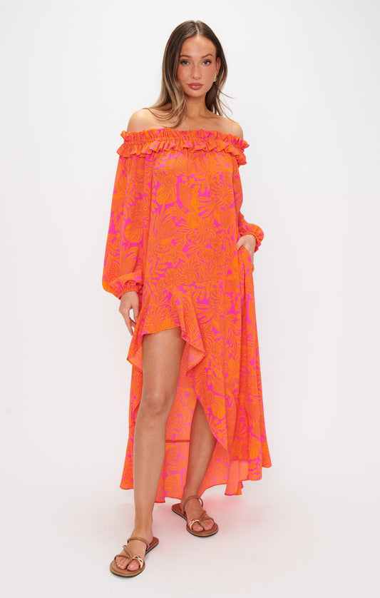 Bobbi Maxi Dress ~ Fuchsia Shells Pebble