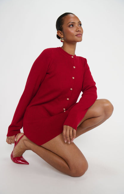 Marguerite Cardigan Dress ~ Lover Red Knit