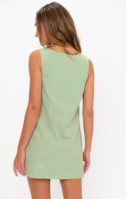 Everly Mini Dress ~ Field Green Gingham