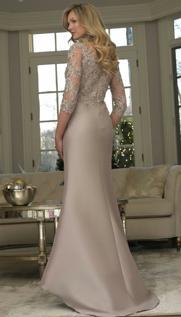 Marsoni MV1357 Mother of the Bride Floral Lace Applique Long Formal Dress