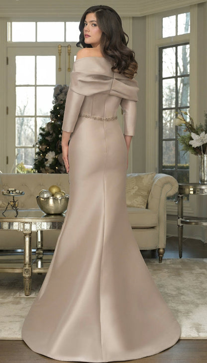 Marsoni MV1374 Beaded Long Fitted Floral Applique Formal Dress