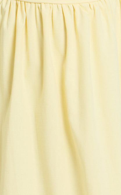 Polly Midi Dress - Strapless Ruched Dress in Lemon