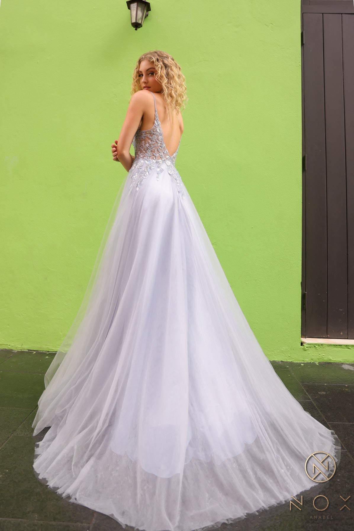 Nox Anabel Q1391 A Line Beaded Long Prom Gown