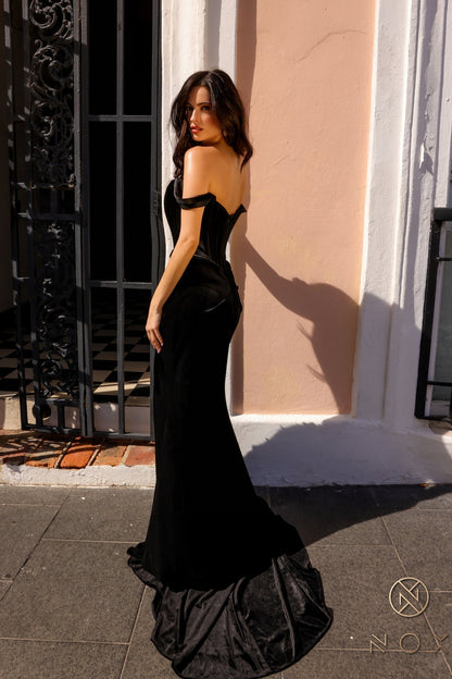 Nox Anabel R1244 Long Formal Velvet Evening Prom Dress