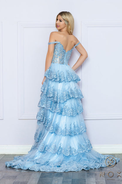 Nox Anabel R1299  Long Formal Slit Prom Gown