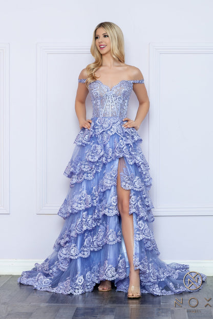 Nox Anabel R1299  Long Formal Slit Prom Gown