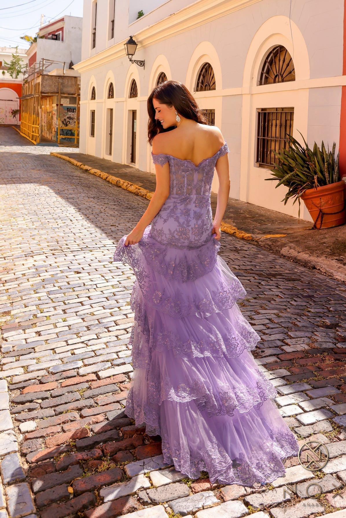 Nox Anabel R1301 Fitted Long Formal Ruffled Prom Dress
