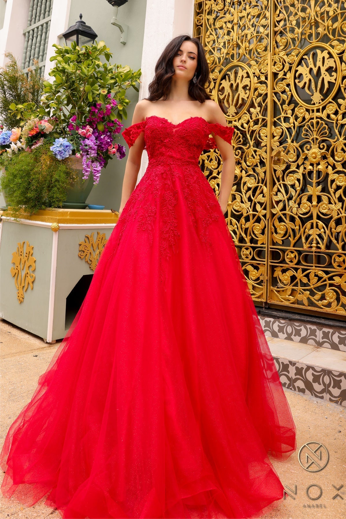 Nox Anabel R1303P Long Fitted A Line Petite Prom Gown
