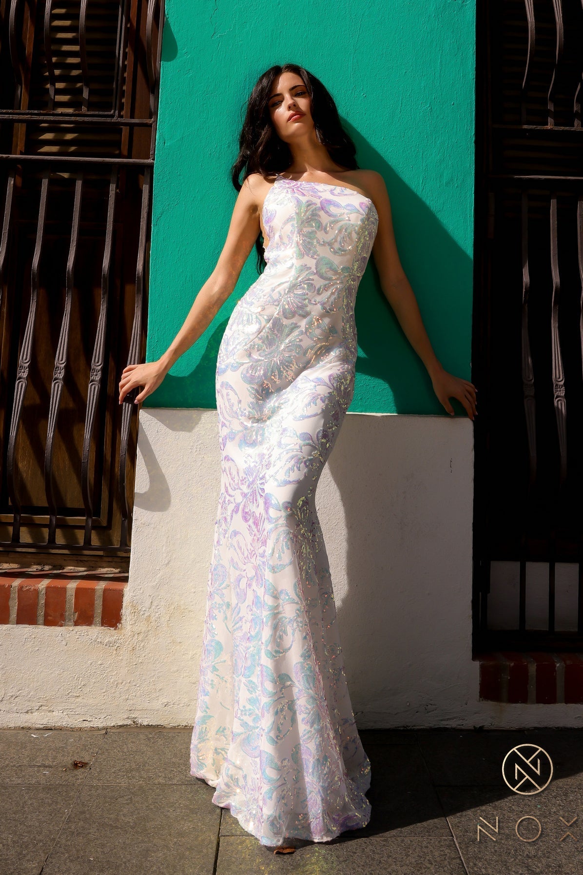 Nox Anabel R1308 Fitted Long Prom Sequins Dress