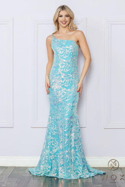 Nox Anabel R1308 Fitted Long Prom Sequins Dress