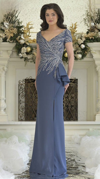 Rina di Montella 3323 Long Formal Ruffle Evening Mother of the Bride Dress